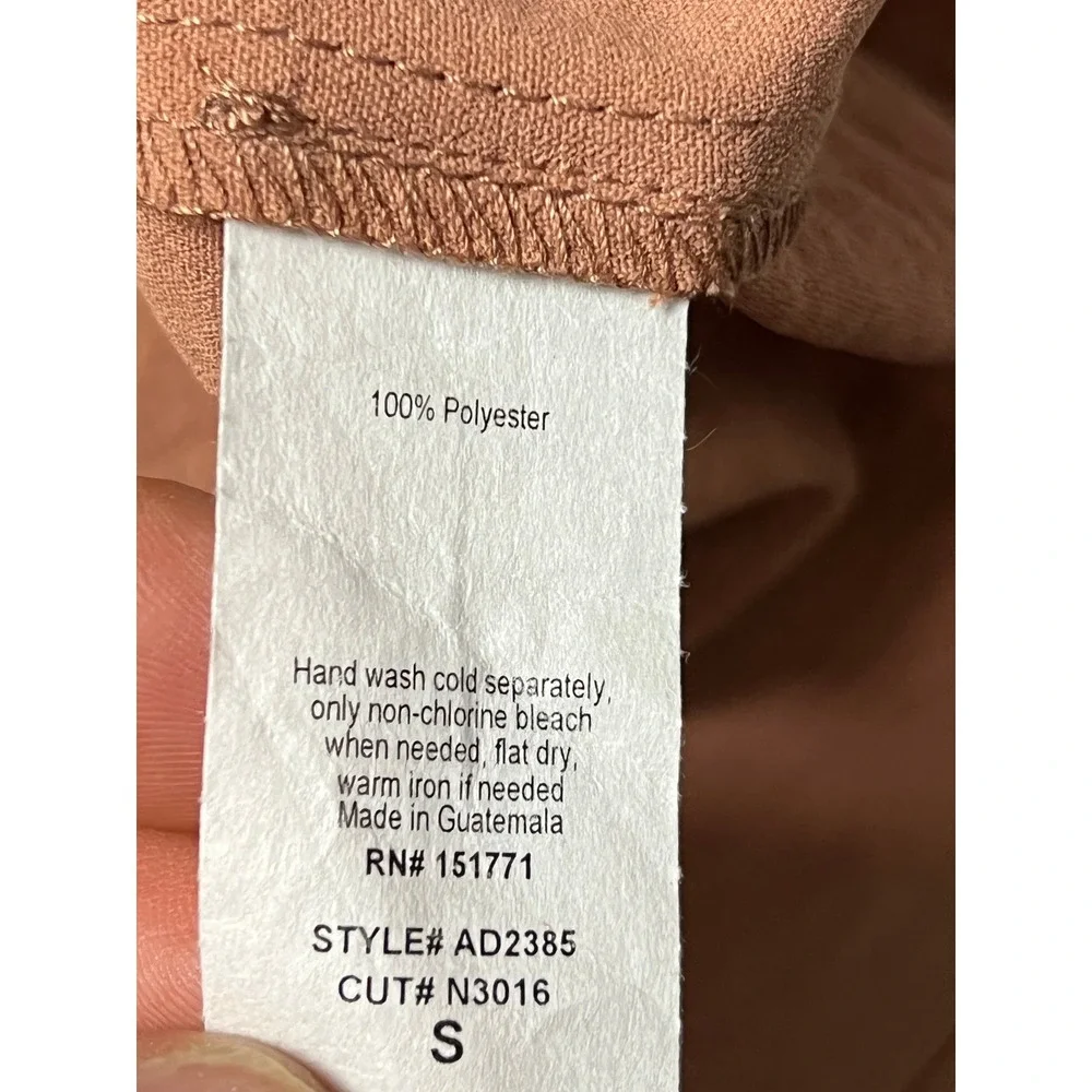 Gilli Terracotta Cottagecore L SL Midi Dress Elastic Drawstring Waist Pockets Sm